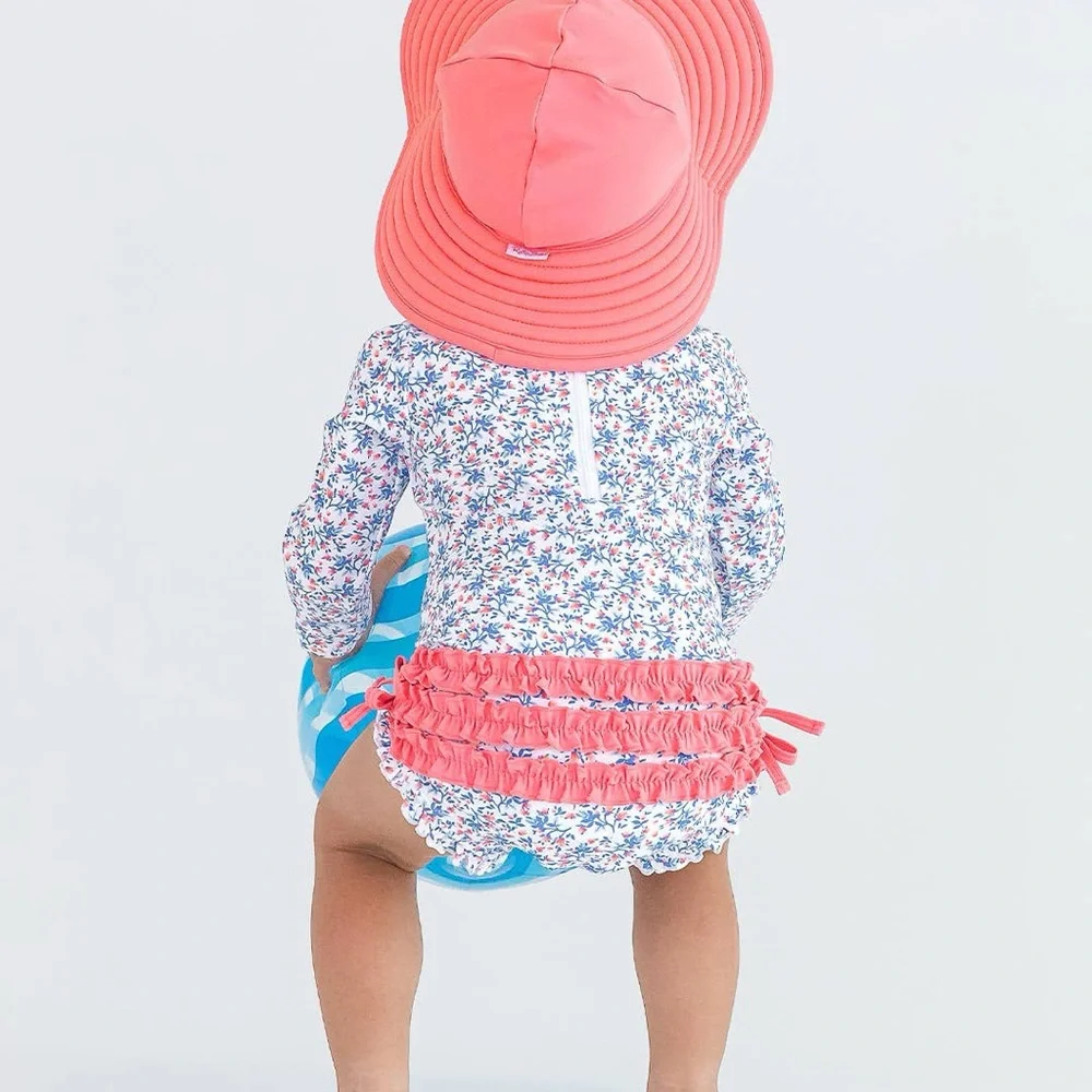 RuffleButts Kids Girl Bubblegum Pink Sun Hat 0-12 months 12 months-2T